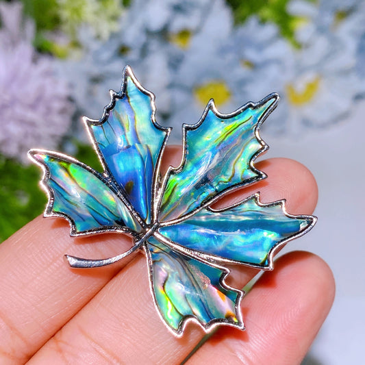 Abalone Shell Maple Leaf Shape Brooch Crystal Healing Bulk Wholesale