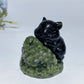 2.2" Obsidian White Jade Mouse with Base Carving Crystal Healing Bulk Wholesale