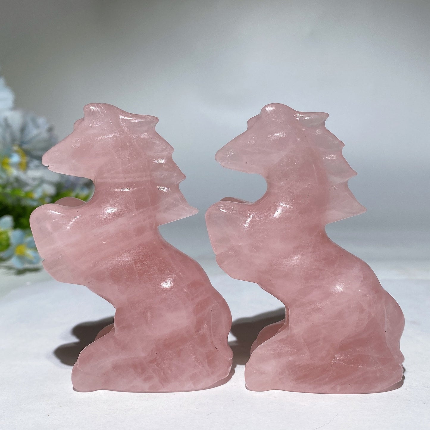 3.3" Rose Quartz Horse Carving Valentine's Day Gift Crystal Healing Bulk Wholesale