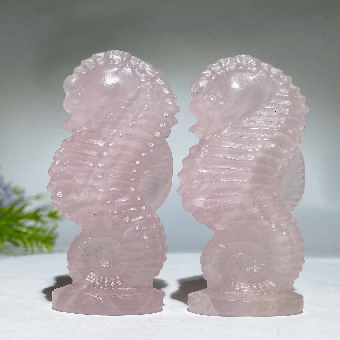 3.2" Rose Quartz Hippocampus Carving Valentine's Day Gift Crystal Healing Bulk Wholesale