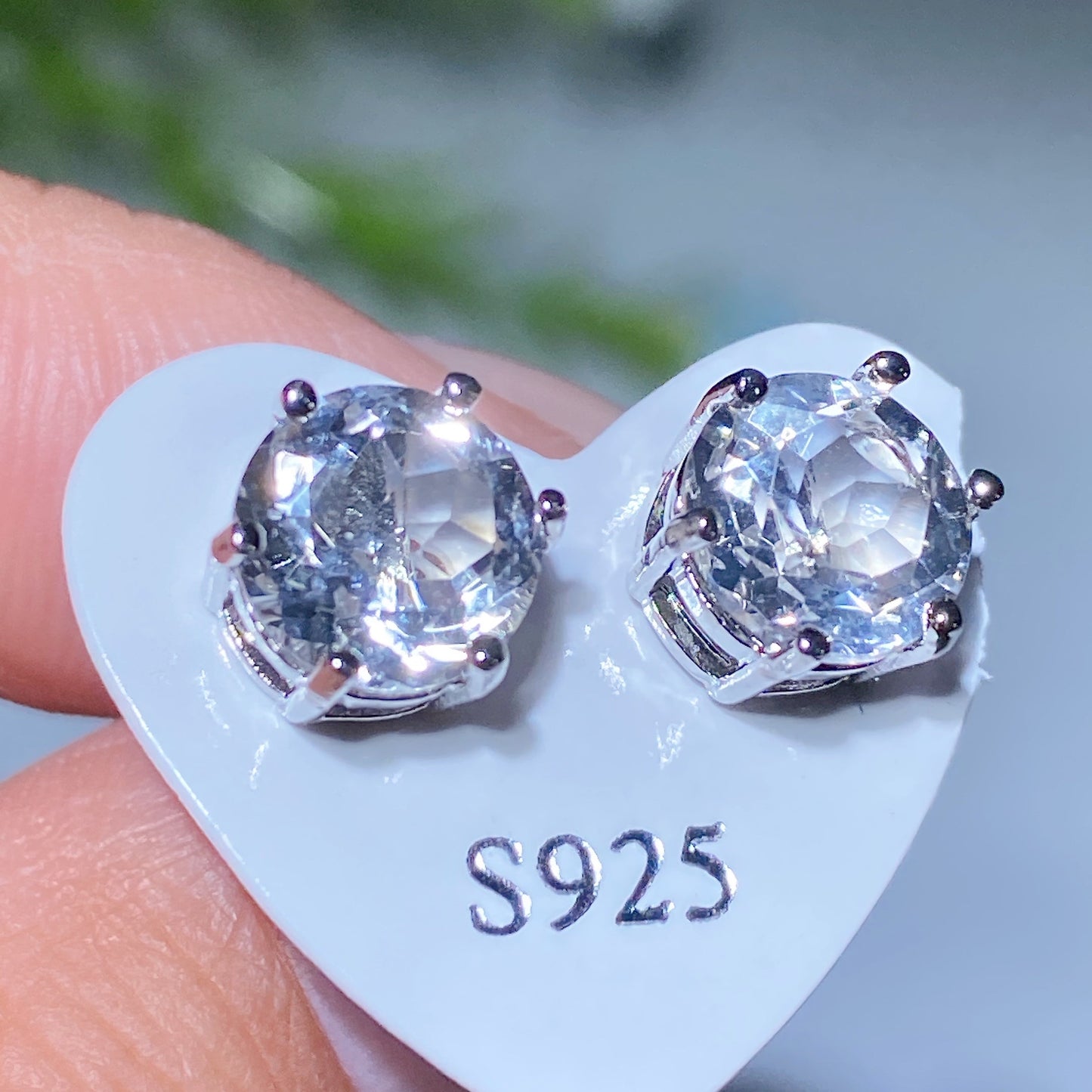 7-12mm Crystal Silver Ear Stud Earrings Crystal Healing Bulk Wholesale