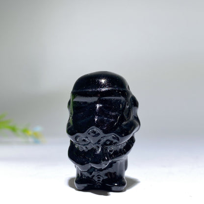 1.4" Black Obsidian Star Wars Carving Crystal Healing Bulk Wholesale
