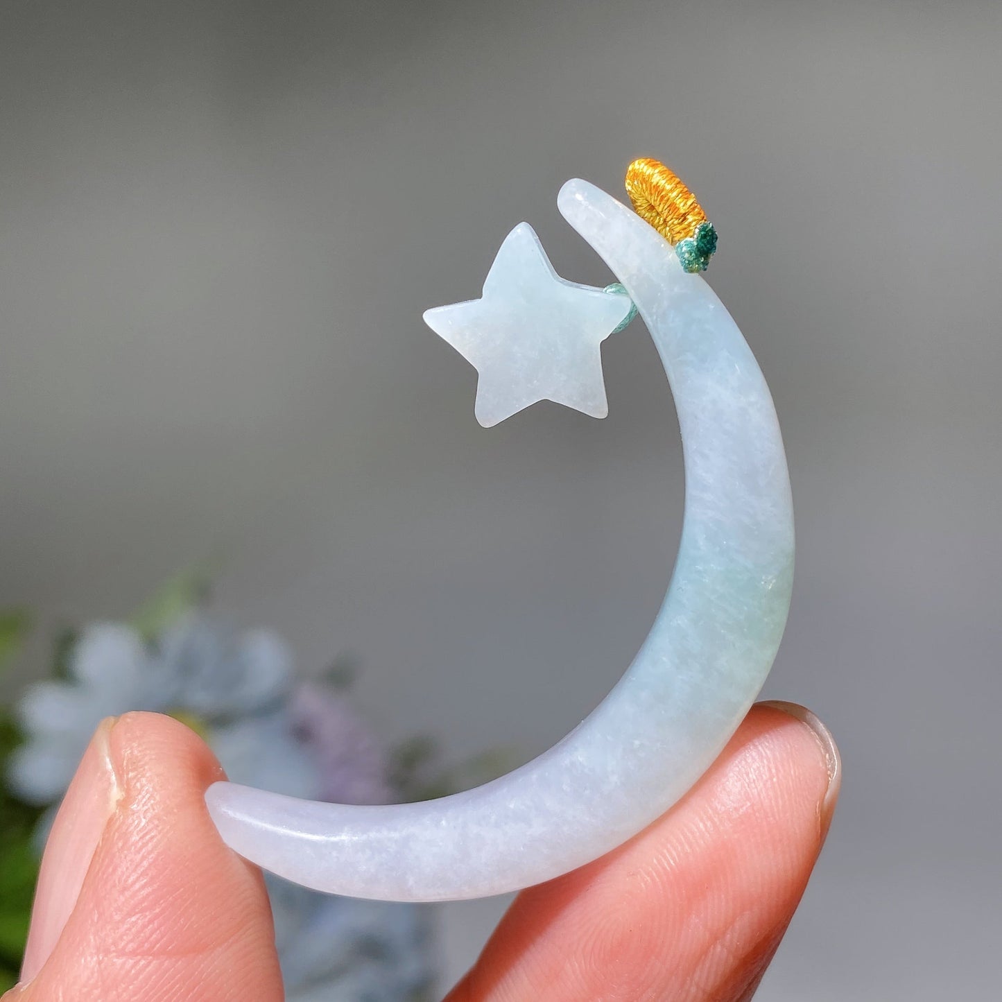 4-5.5cm Emerald Jade Moon & Star Pendant Crystal Healing Bulk Wholesale