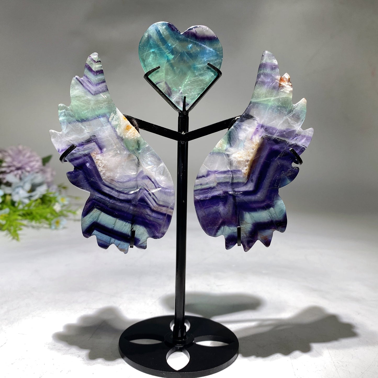 18cm Crystal Heart Wings Carving with Stand Crystal Healing Bulk Wholesale