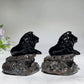 2.7" Black Obsidian Lion on Yooperlite Carving Crystal Healing Bulk Wholesale