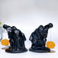 3.4" Black Obsidian Witch with Orange Calcite Pumpkin Lamp Carving Crystal Healing Bulk Wholesale