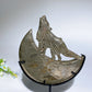 4.0"-4.4" Crystal Wolf On Moon Carving with Stand Crystal Healing Bulk Wholesale
