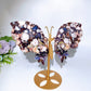 19cm Large Unique Blue Purple Flower Agate Butterfly Wings with Stand Crystal Healing Bulk Wholesale