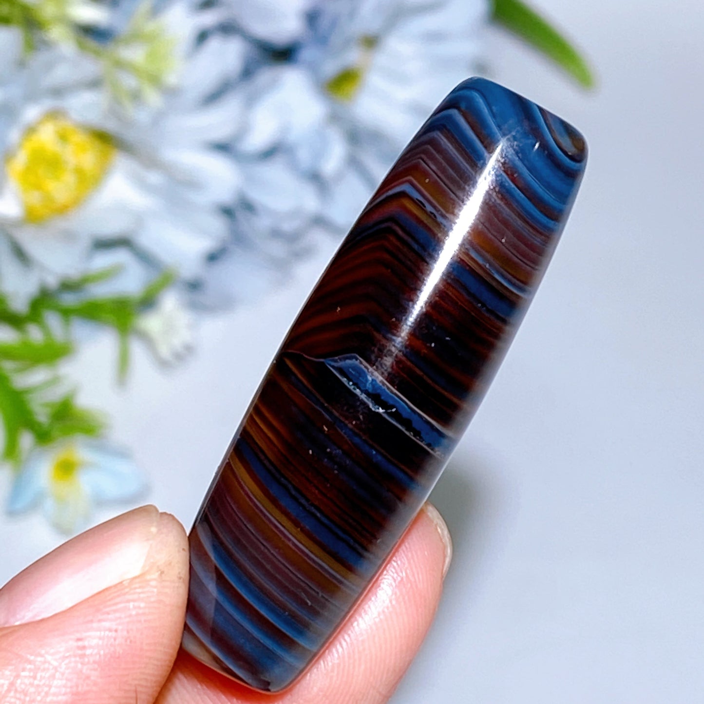 1.8"-2.0" Banded Agate Cylinder Pendant Crystal Healing Bulk Wholesale