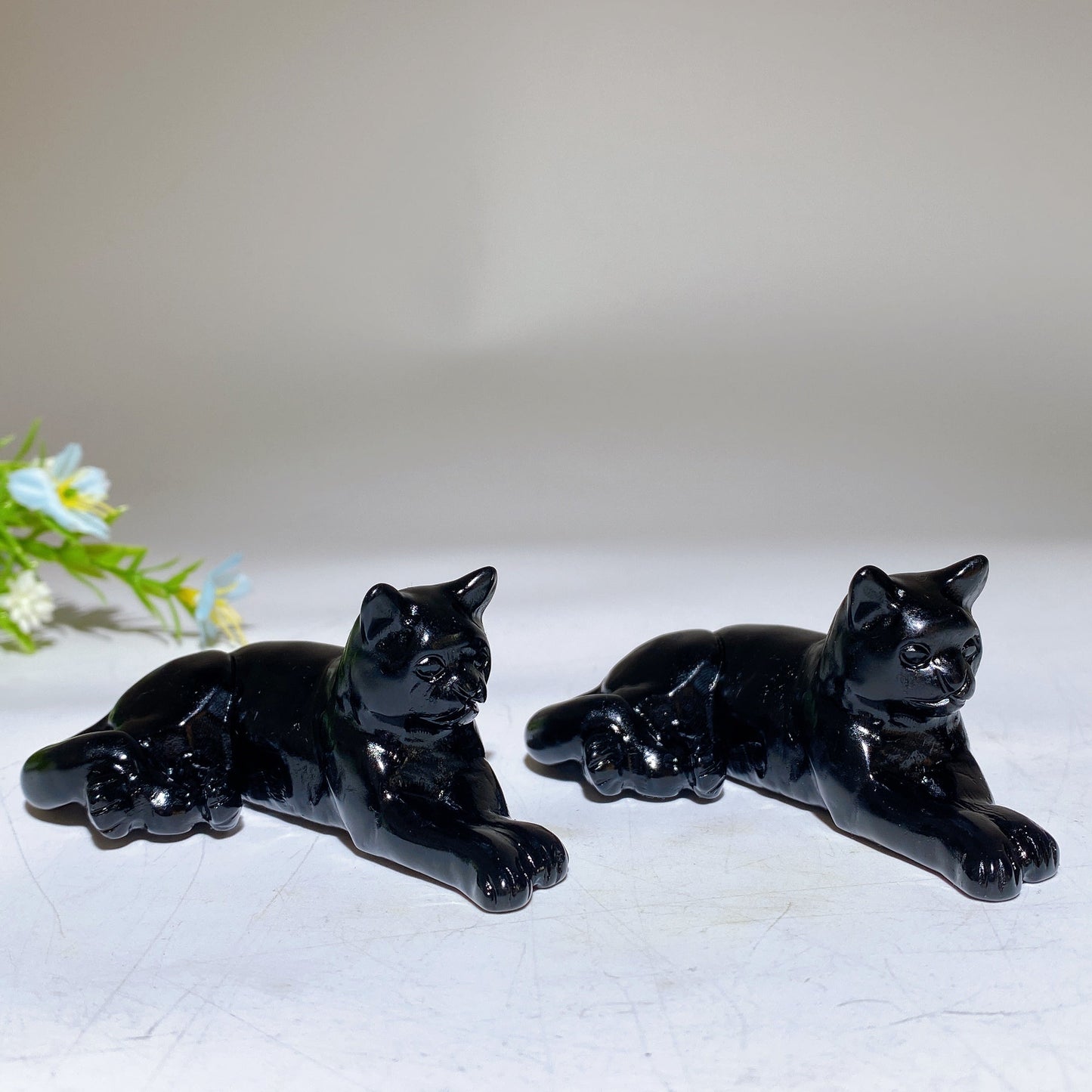 3.0" Black Obsidian Cat Carving Crystal Healing Bulk Wholesale