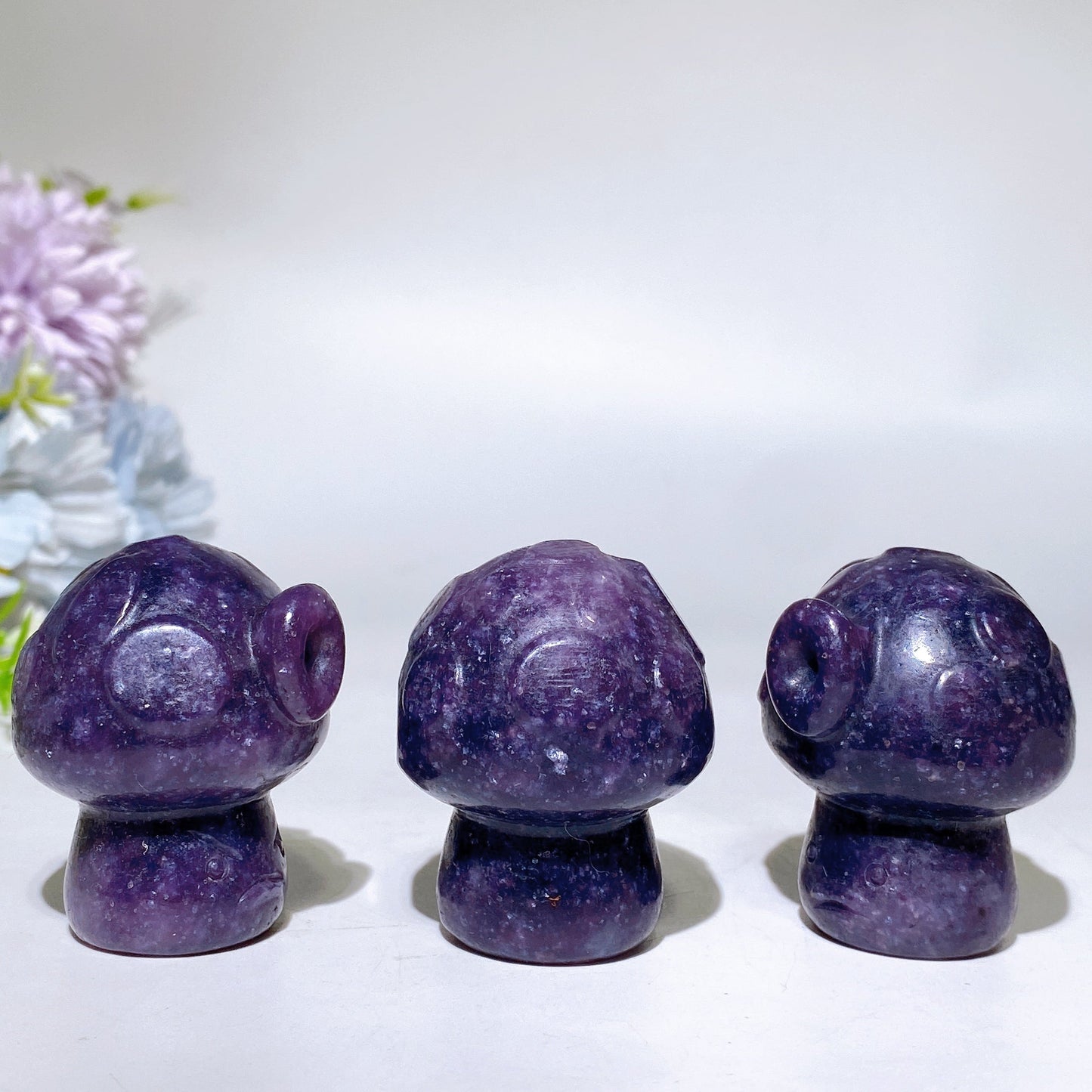 1.8" Purple Mica Cartoon Mushroom Carving Crystal Healing Bulk Wholesale