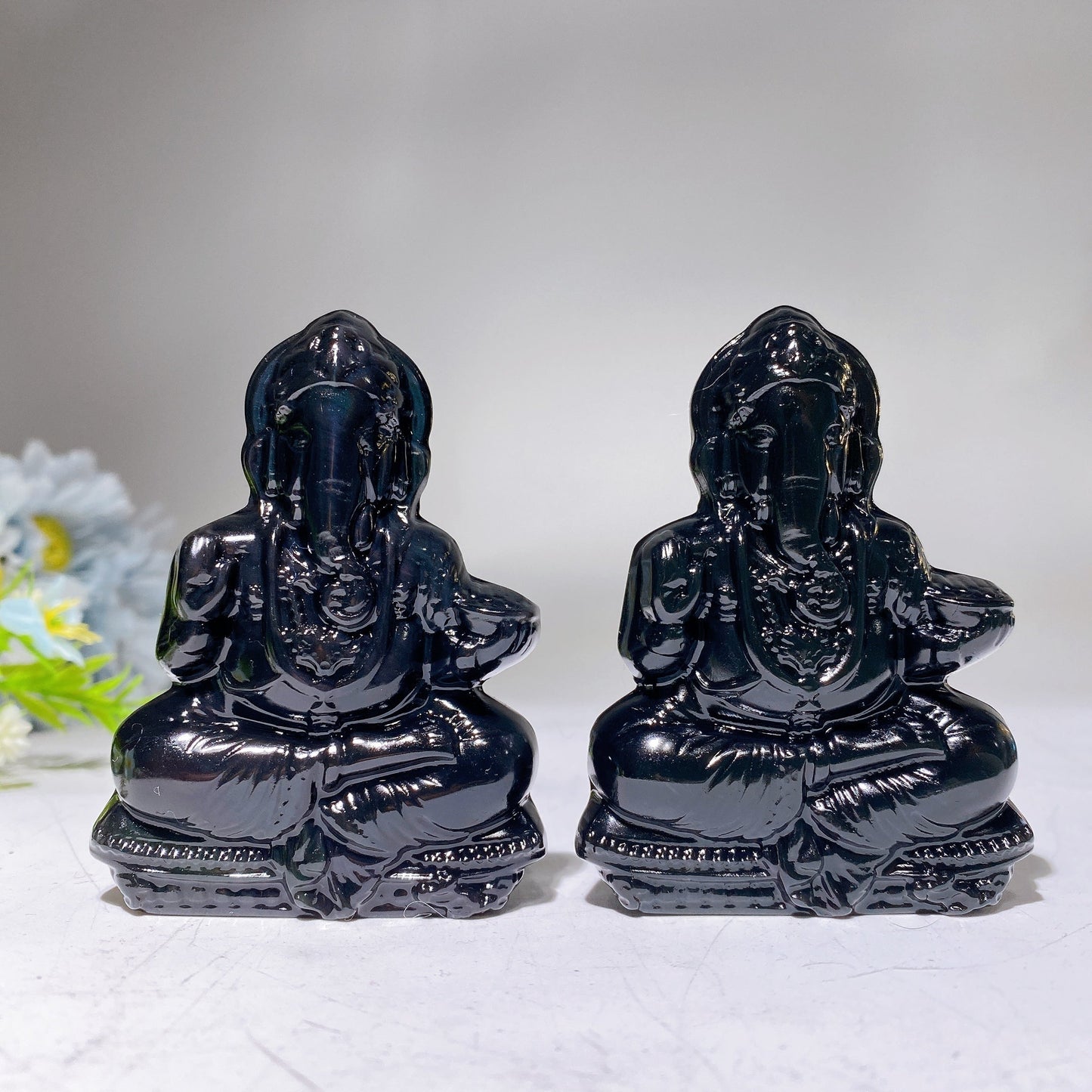 3.2” Rainbow Obsidian Ganesha Carving Crystal Healing Bulk Wholesale