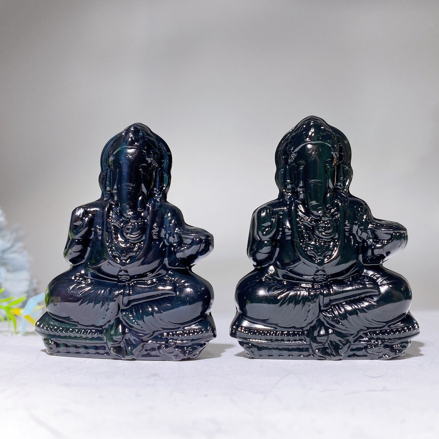 3.2” Rainbow Obsidian Ganesha Carving Crystal Healing Bulk Wholesale