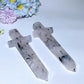 20cm Black Tourmaline In Quartz Sward Carving Crystal Healing Bulk Wholesale