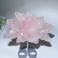 Rose Quartz Fluorite Peony Carving with Stand Crystal Healing Set Bulk Wholesale