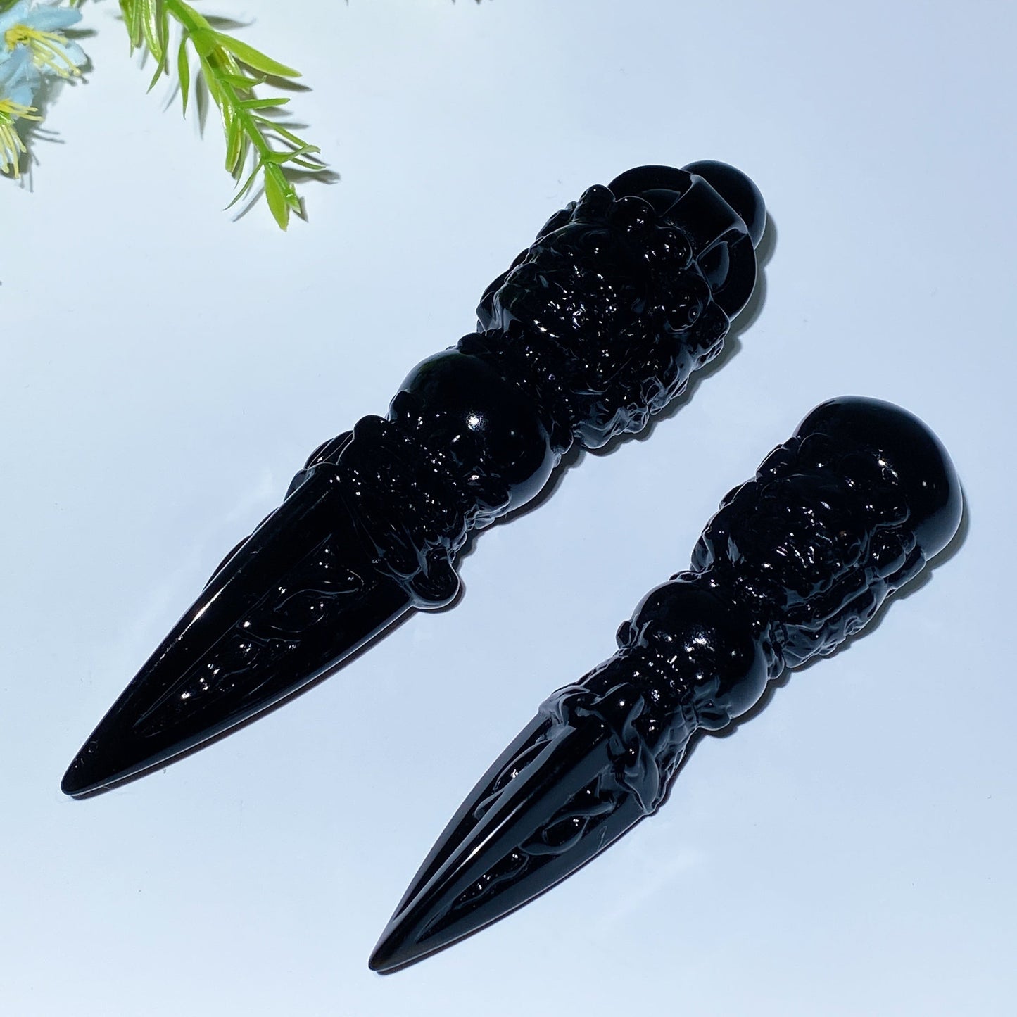 4.6"-5.9" Black Obsidian Vajra Carving Crystal Healing Bulk Wholesale