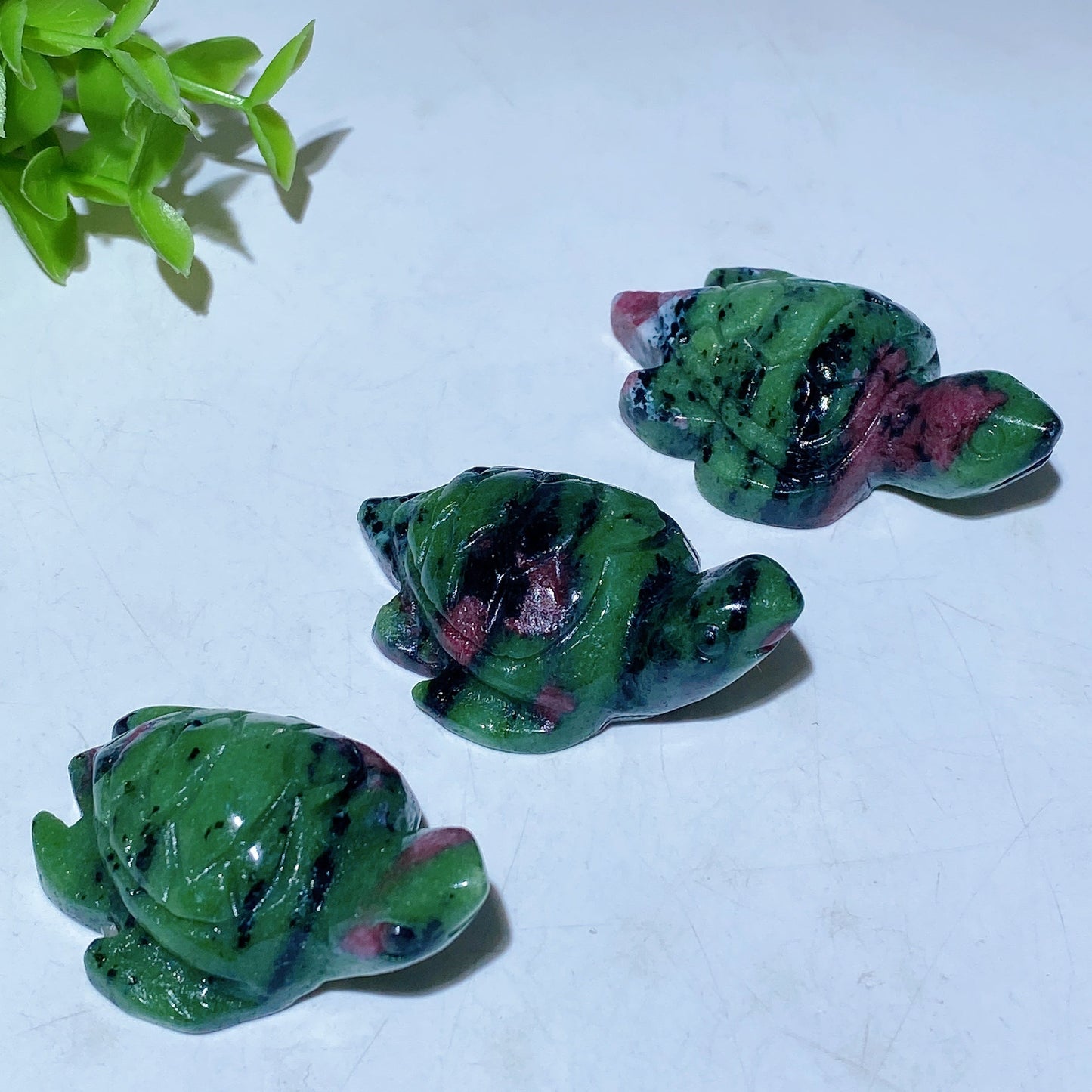 1.9"-2.2" UV Reactive Ruby In Zoisite Turtle Carving Crystal Healing Bulk Wholesale