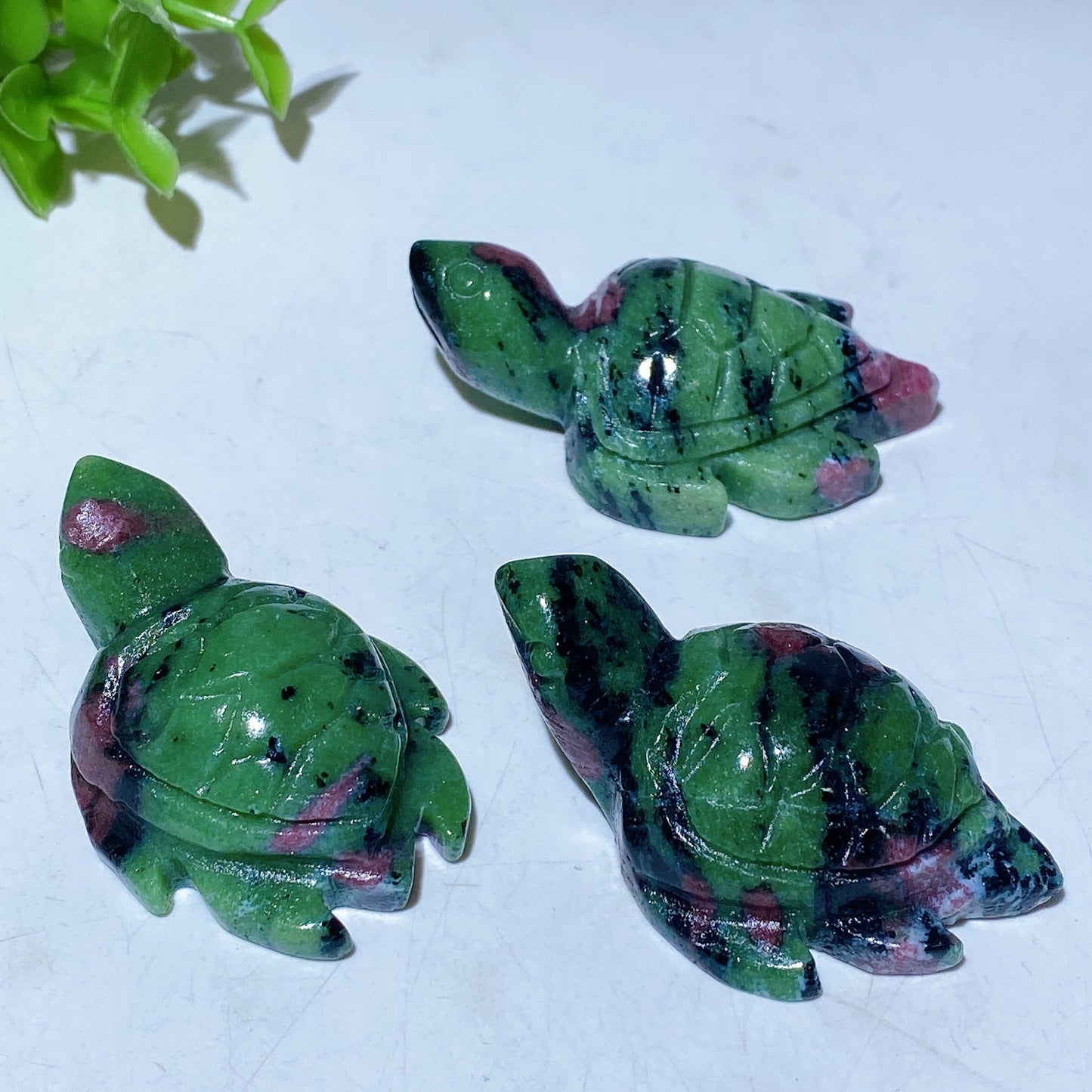 1.9"-2.2" UV Reactive Ruby In Zoisite Turtle Carving Crystal Healing Bulk Wholesale