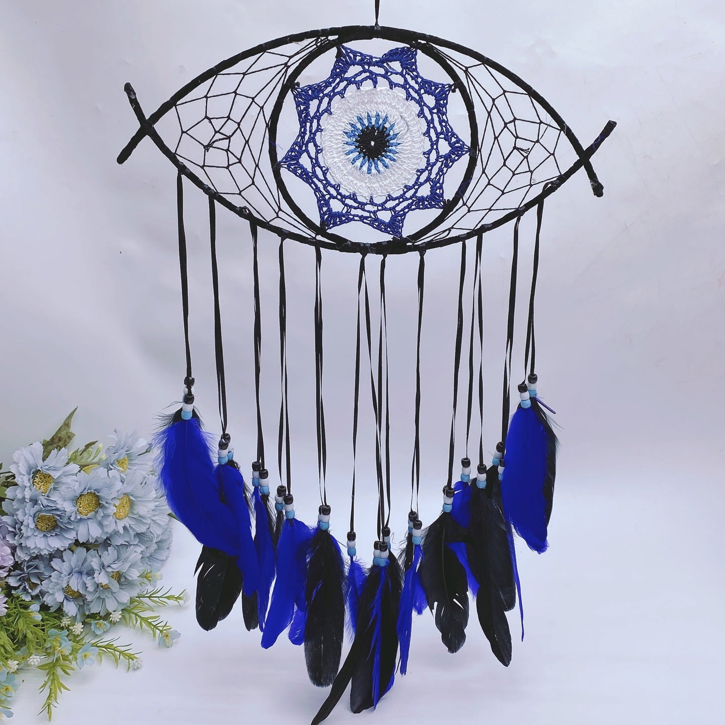 55cm Evil's Eye Dreamcatcher Hanging Ornament Crystal Healing Bulk Wholesale