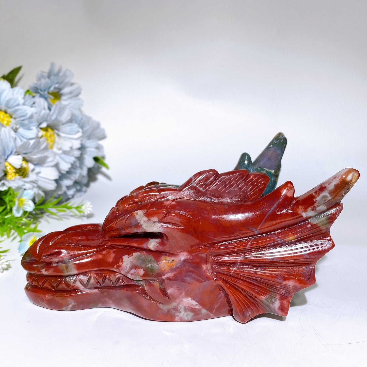6.2" Ocean Jasper Dragon Head Carving Crystal Healing Bulk Wholesale