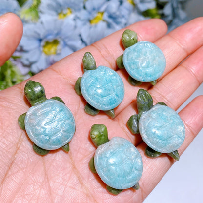 Mini Serpentine Turtle with Crystal Shell Carving Crystal Healing Bulk Wholesale