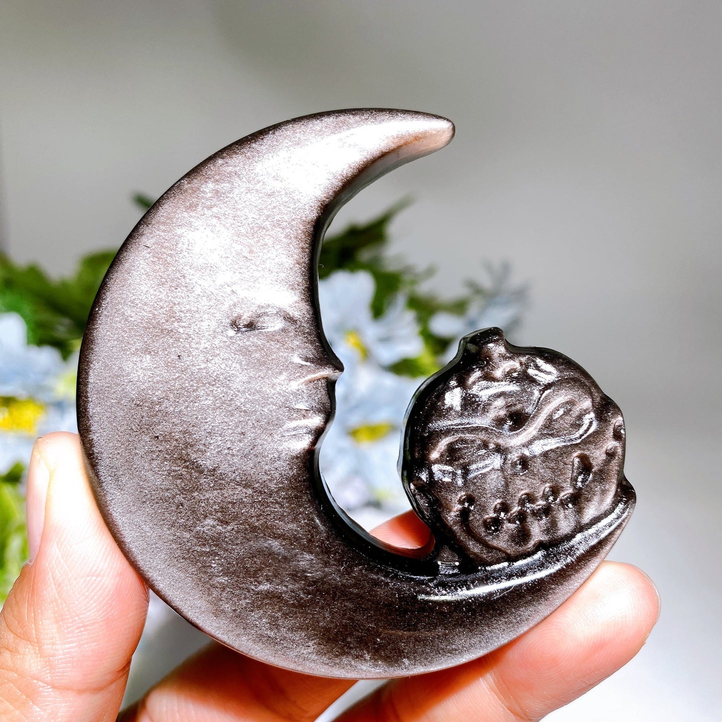 3.0"-3.4" Silver Obsidian Golden Obsidian Carving Crystal Healing Bulk Wholesale