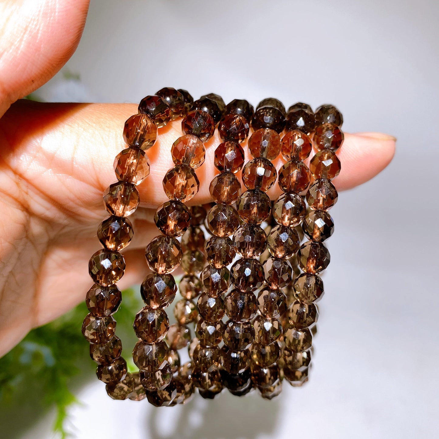 6mm Faceted Smoky Quartz Bracelet Crystal Healing Bulk Wholesale