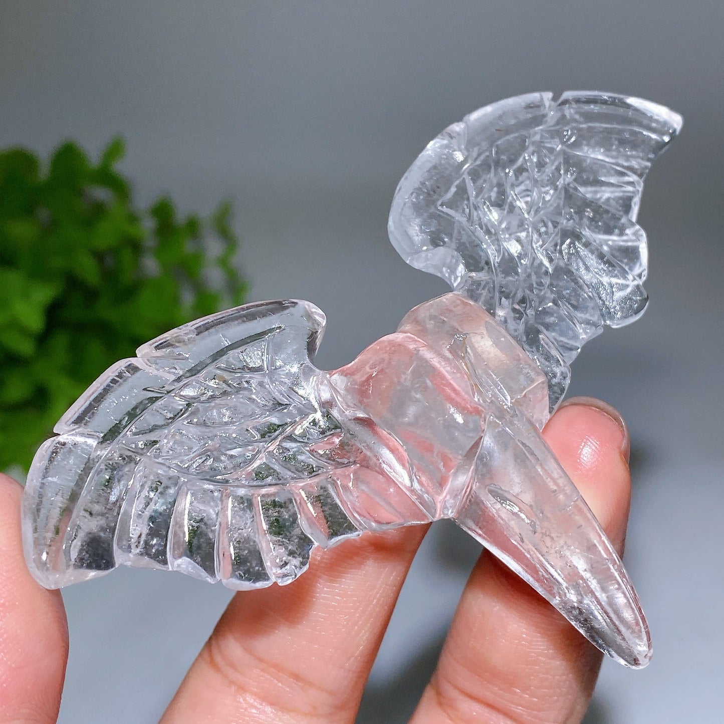 3.8"-4.2" Crystal Raven Skull with Wings Carving Crystal Healing Bulk Wholesale