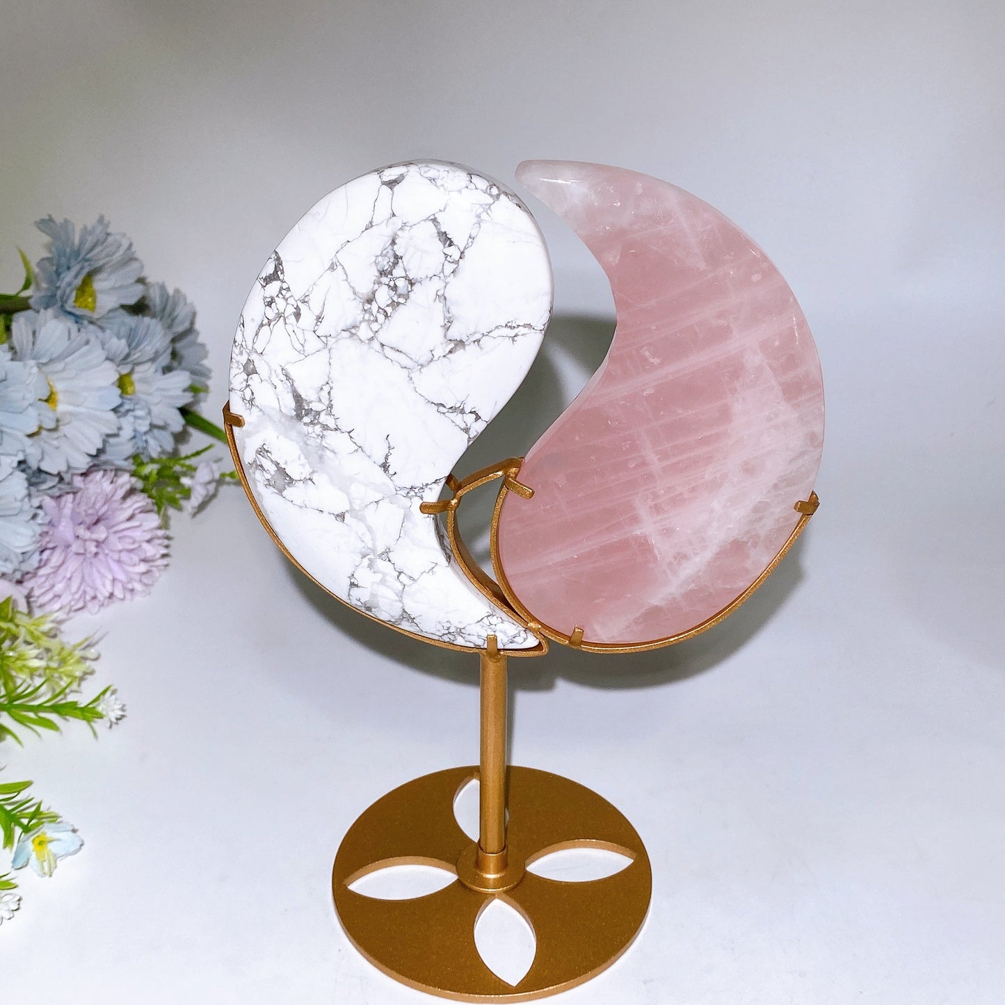 Crystal Taiji Carving with Stand Free Form Crystal Healing Bulk Wholesale