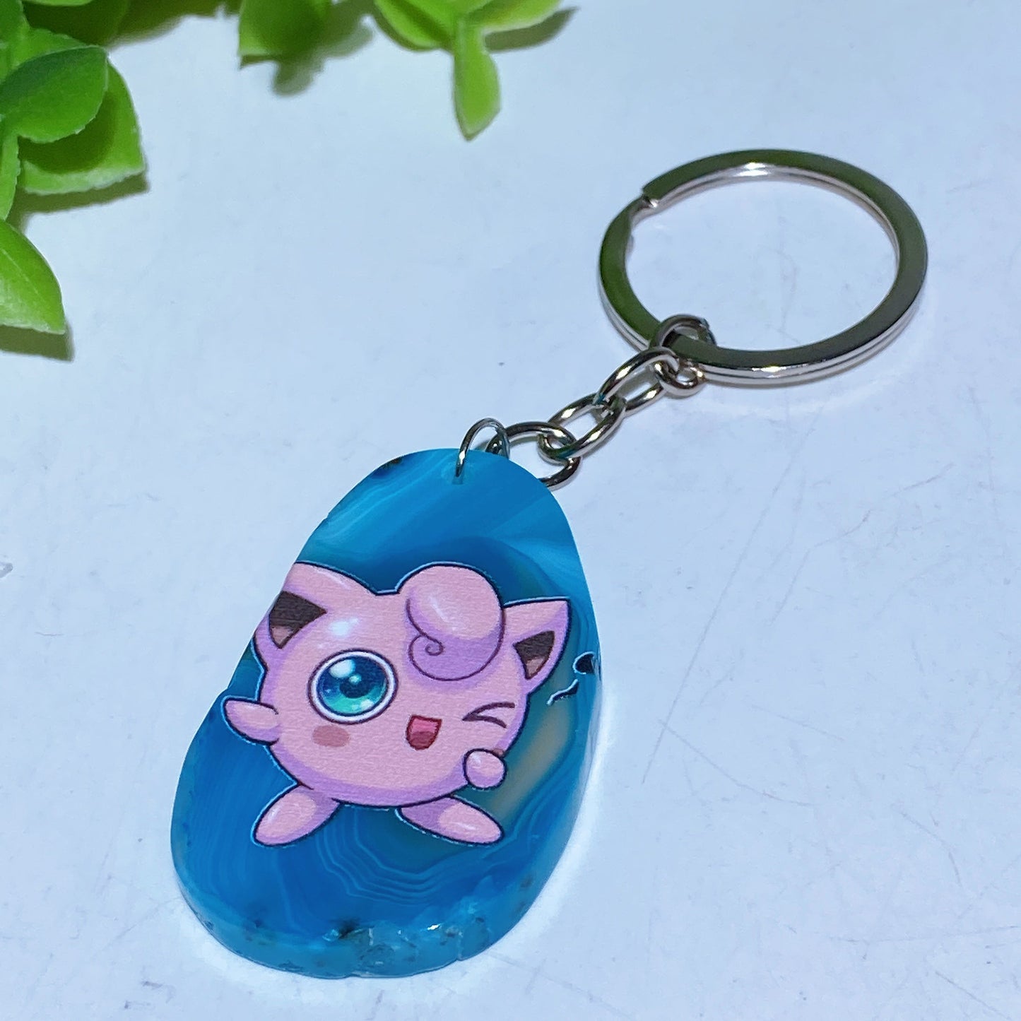 Agate Slab with Printing Keychain Crystal Healing Bulk Wholesale