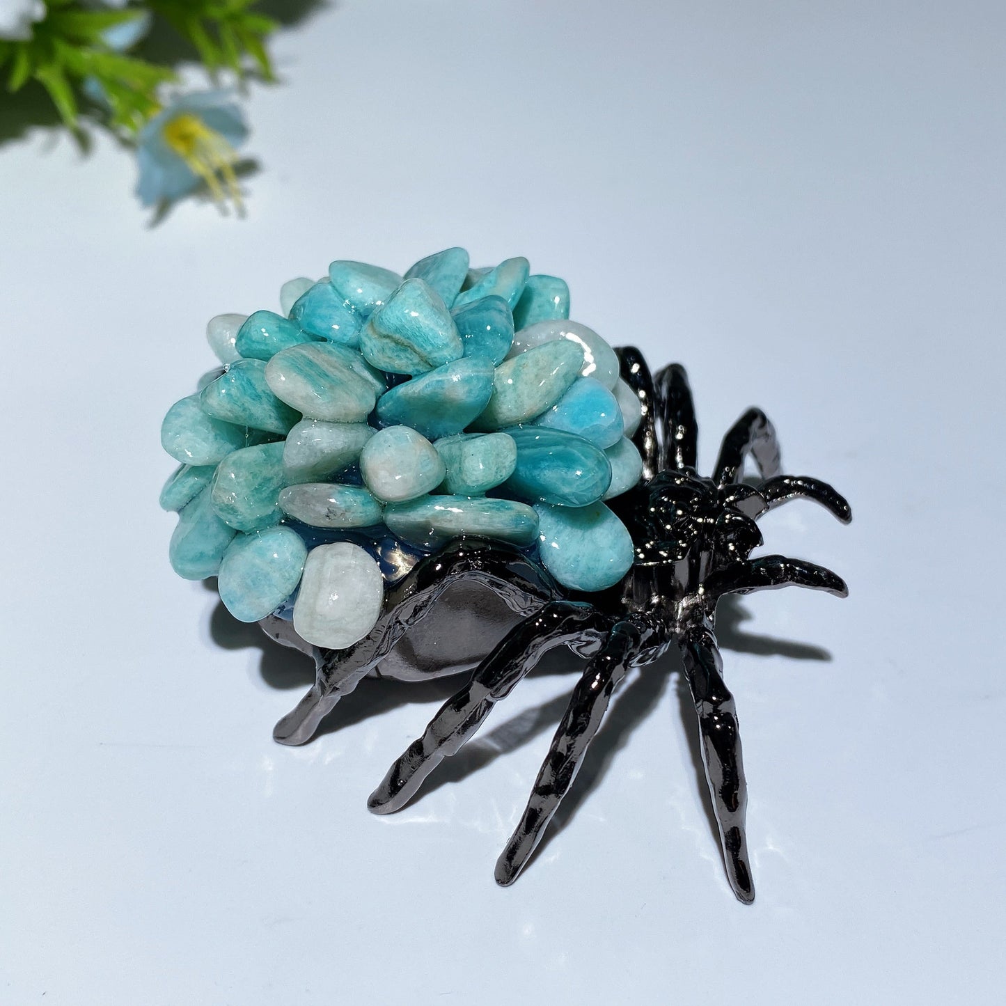 2.4" Crystal Chips Metal Spider Free Form Crystal Healing Bulk Wholesale
