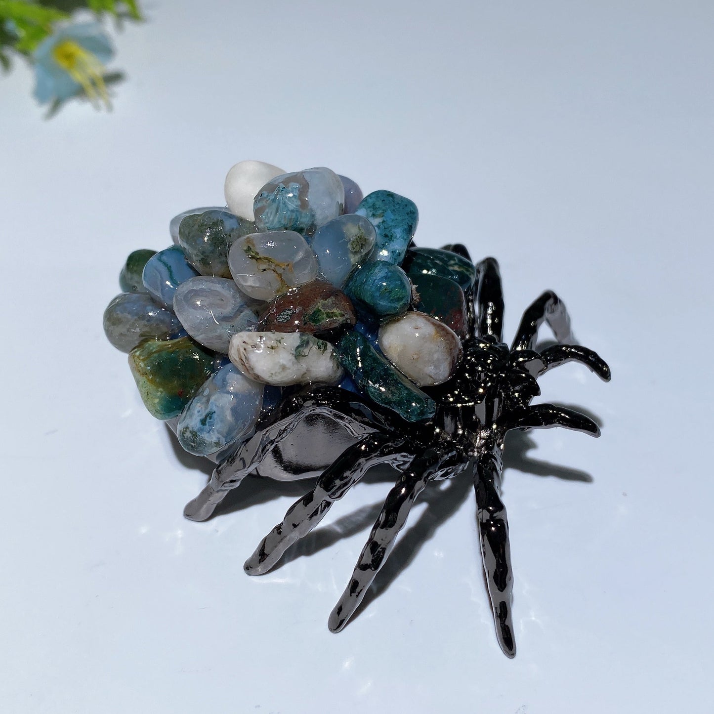 2.4" Crystal Chips Metal Spider Free Form Crystal Healing Bulk Wholesale
