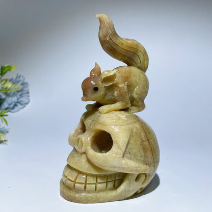 Jade Squirrel Monkey with Skull Carving Crystal Healing Bulk Wholesale