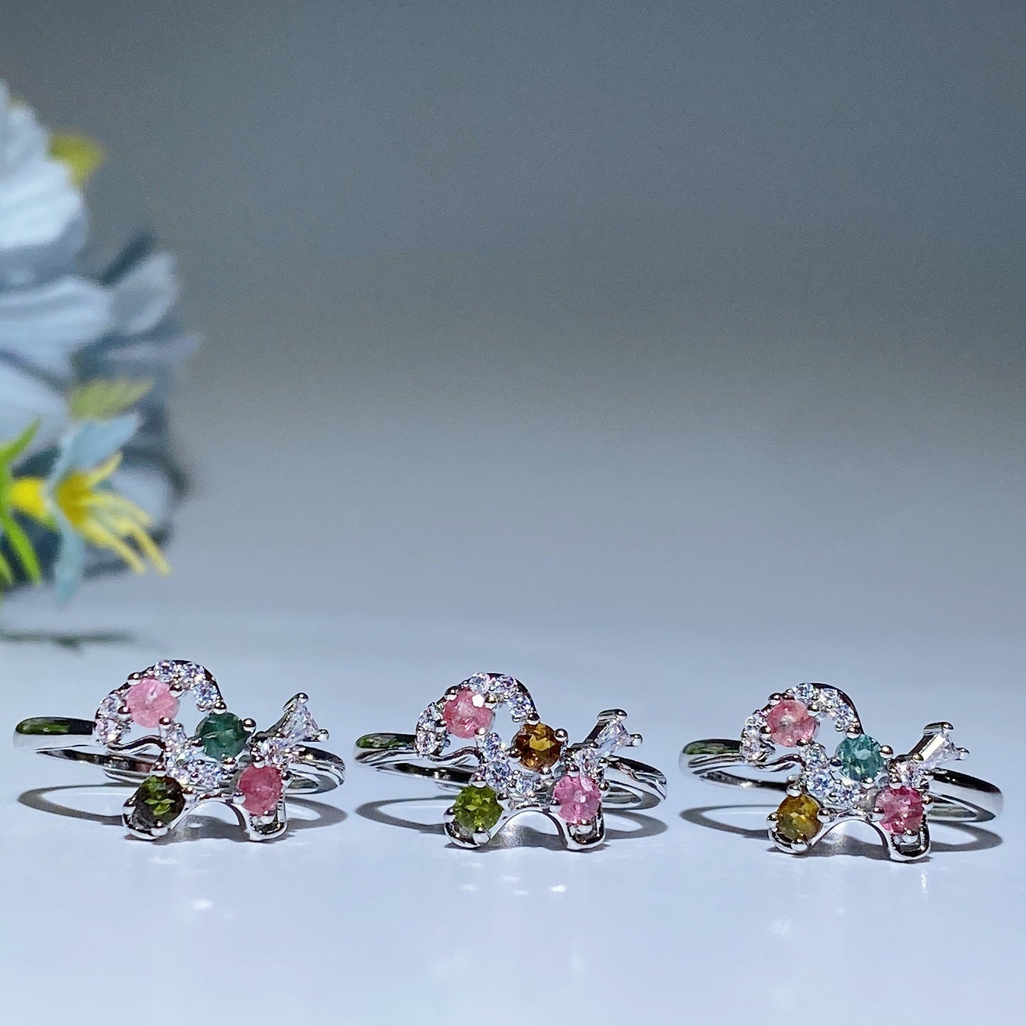 Cooper Silver Plated Crystal Ring Crystal Healing Bulk Wholesale