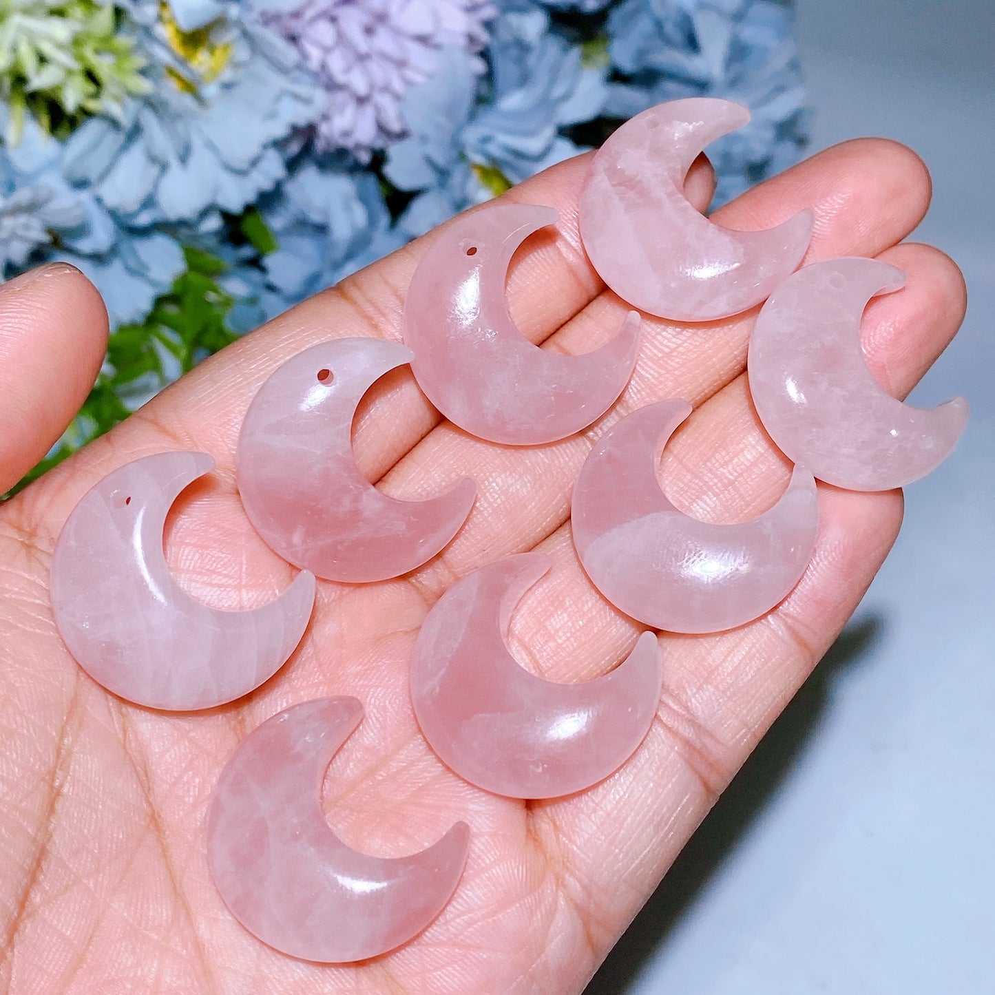 25mm Crystal Driled Moon Pendant Crystal Healing Bulk Wholesale