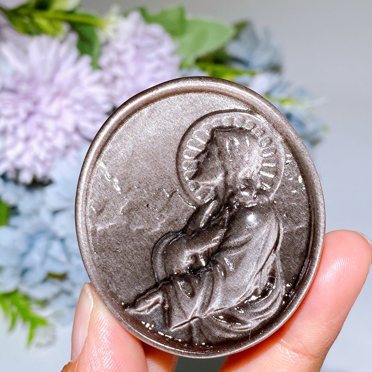 2.1"-2.7" Silver Obsidian Maria Slab Carving Crystal Healing Bulk Wholesale