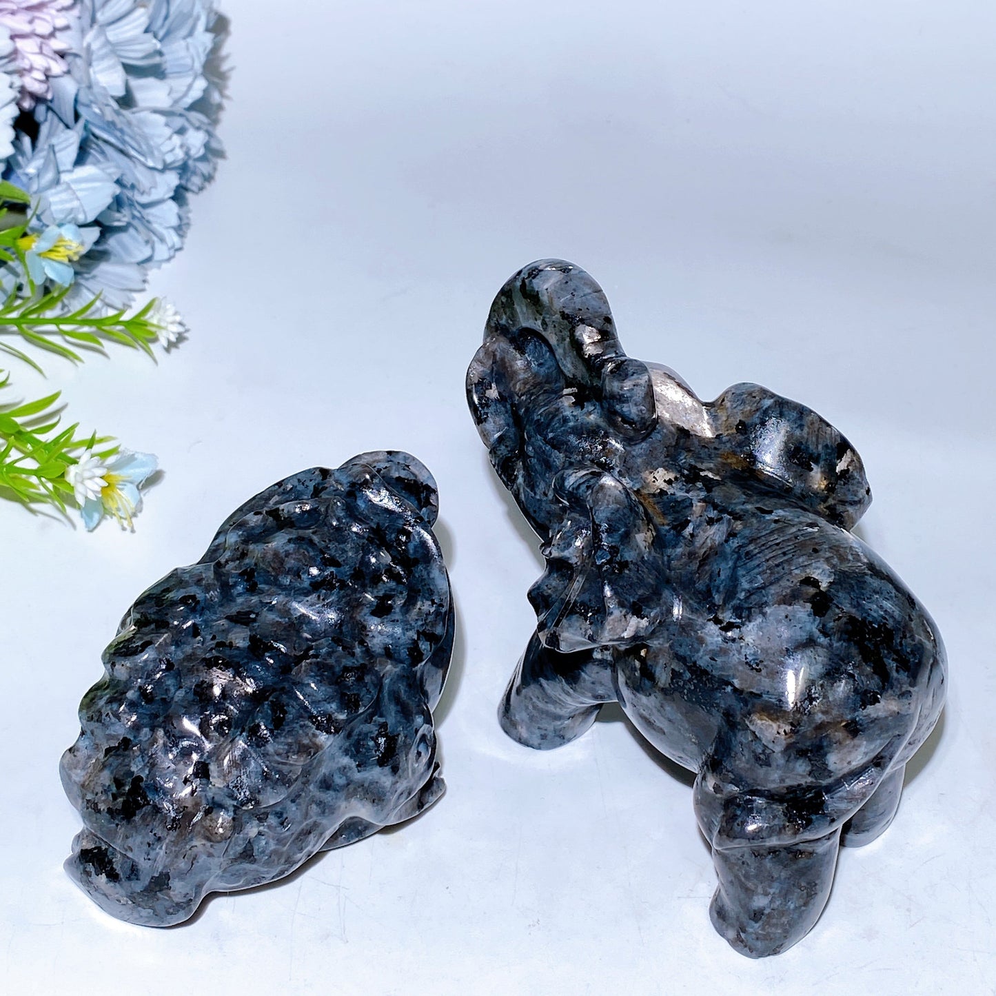 3.8"-4.5" Larvikite Elephant Jin Chan Carving Crystal Healing Bulk Wholesale