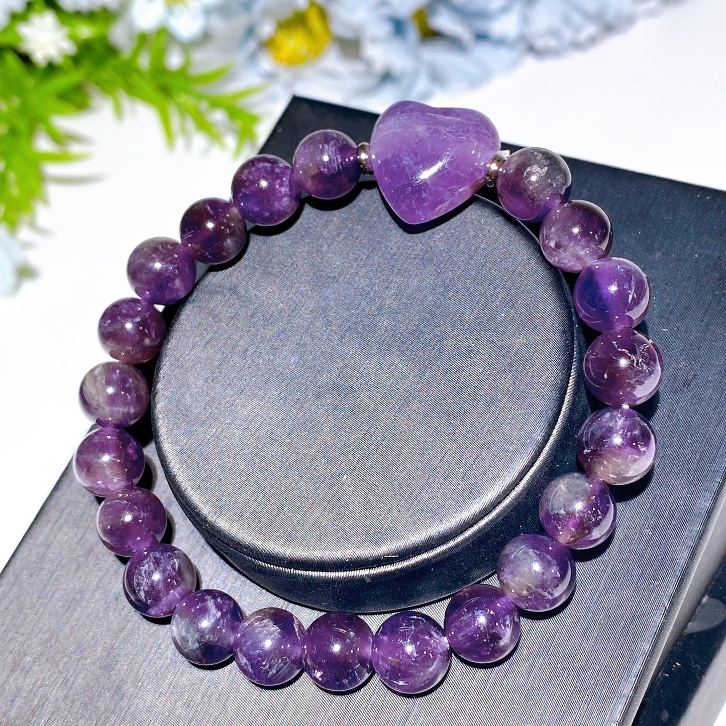 8mm Crystal Bracelet with Heart Crystal Healing Bulk Wholesale
