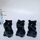 2.3" Black Obsidian Three-no Animal Carving Crystal Healing Bulk Wholesale 3 Pieces