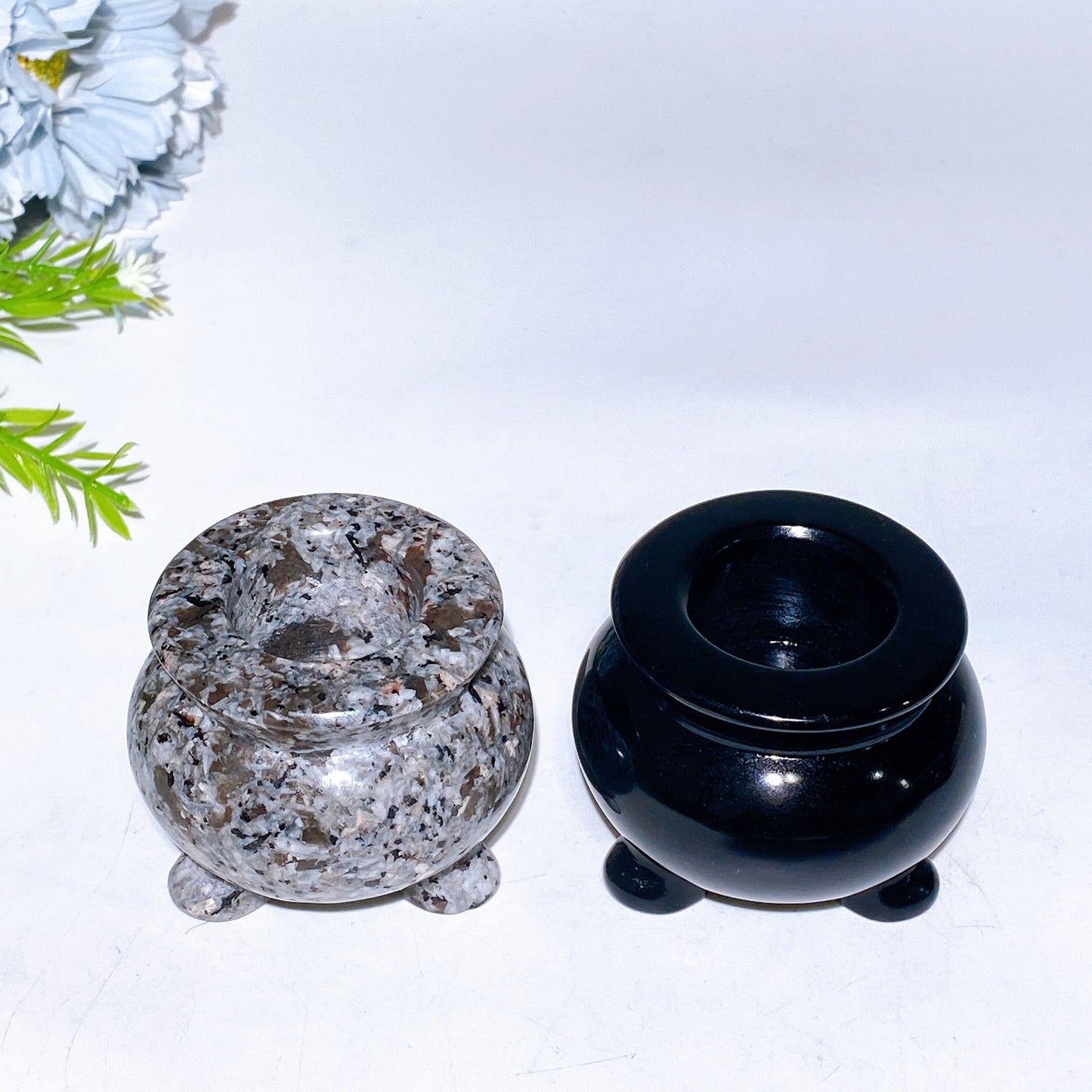 2.4" Black Obsidian Yooperlite Pot Carving Crystal Healing Bulk Wholesale