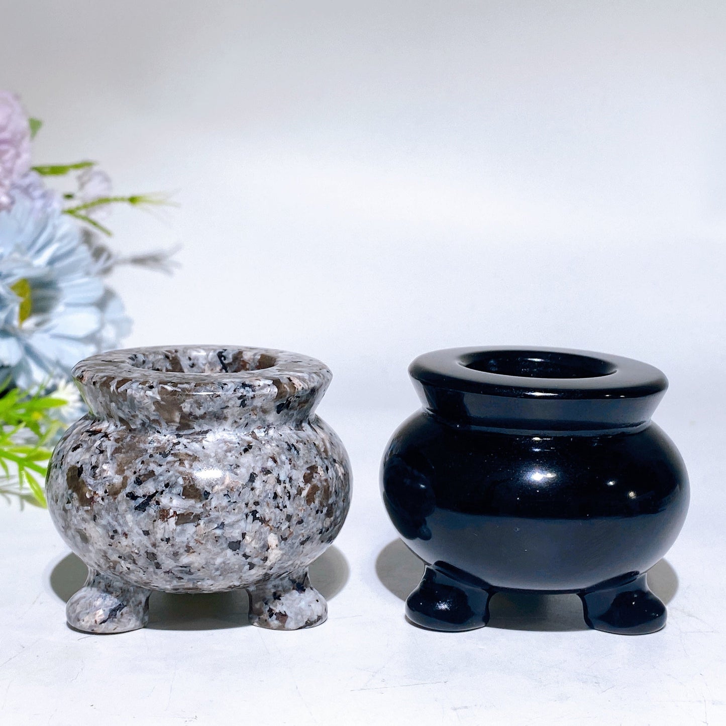 2.4" Black Obsidian Yooperlite Pot Carving Crystal Healing Bulk Wholesale