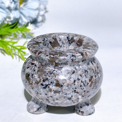 2.4" Black Obsidian Yooperlite Pot Carving Crystal Healing Bulk Wholesale