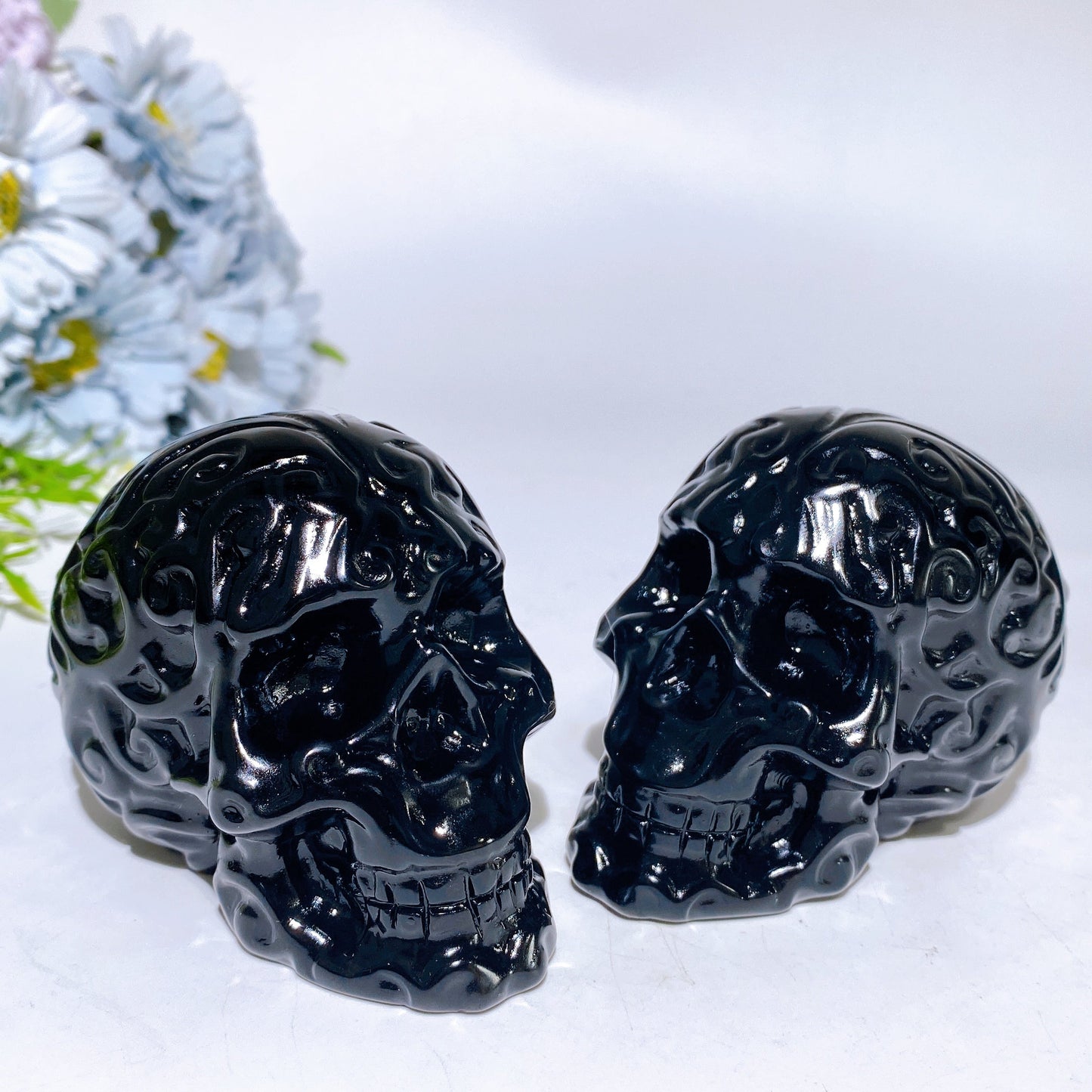 3.6" Black Obsidian Skull Carving Crystal Healing Bulk Wholesale