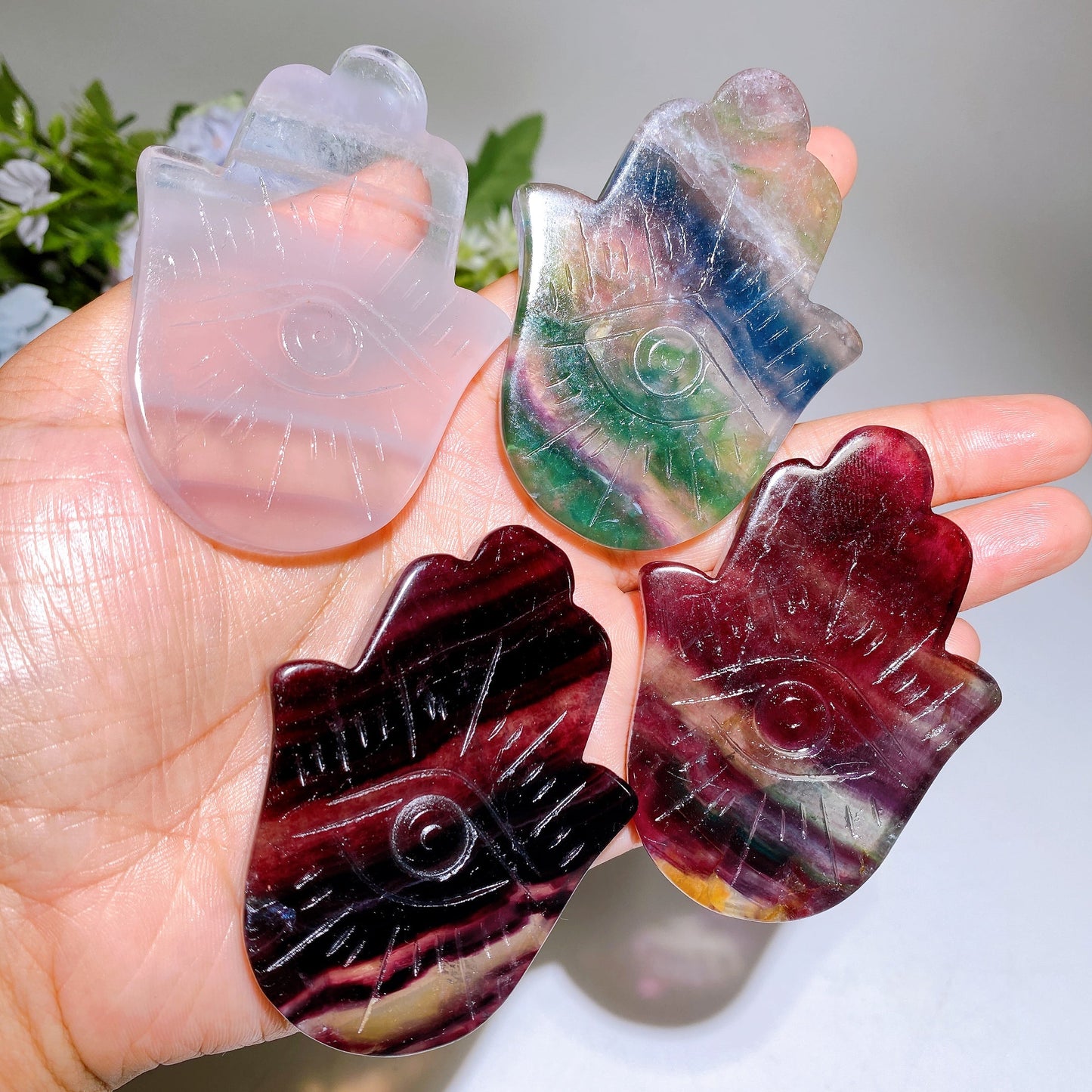 2.9" Crystal Hand with Horu's Eye Crystal Healing Bulk Wholesale