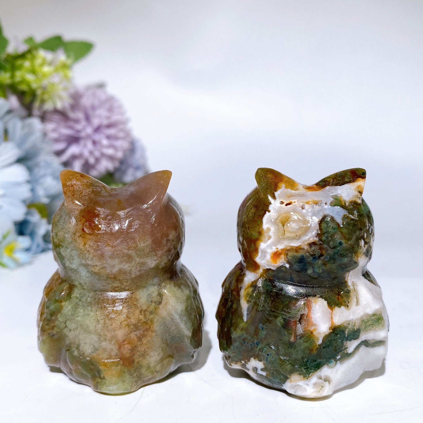 2.3" Moss Agate Owl Carving Crystal Healing Bulk Wholesale