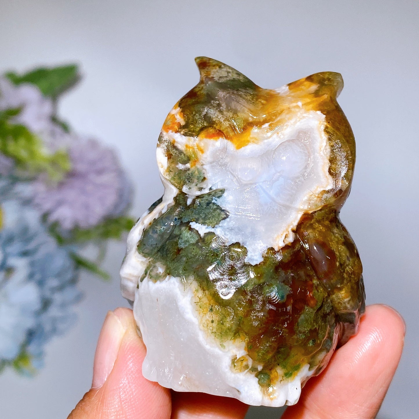 2.3" Moss Agate Owl Carving Crystal Healing Bulk Wholesale