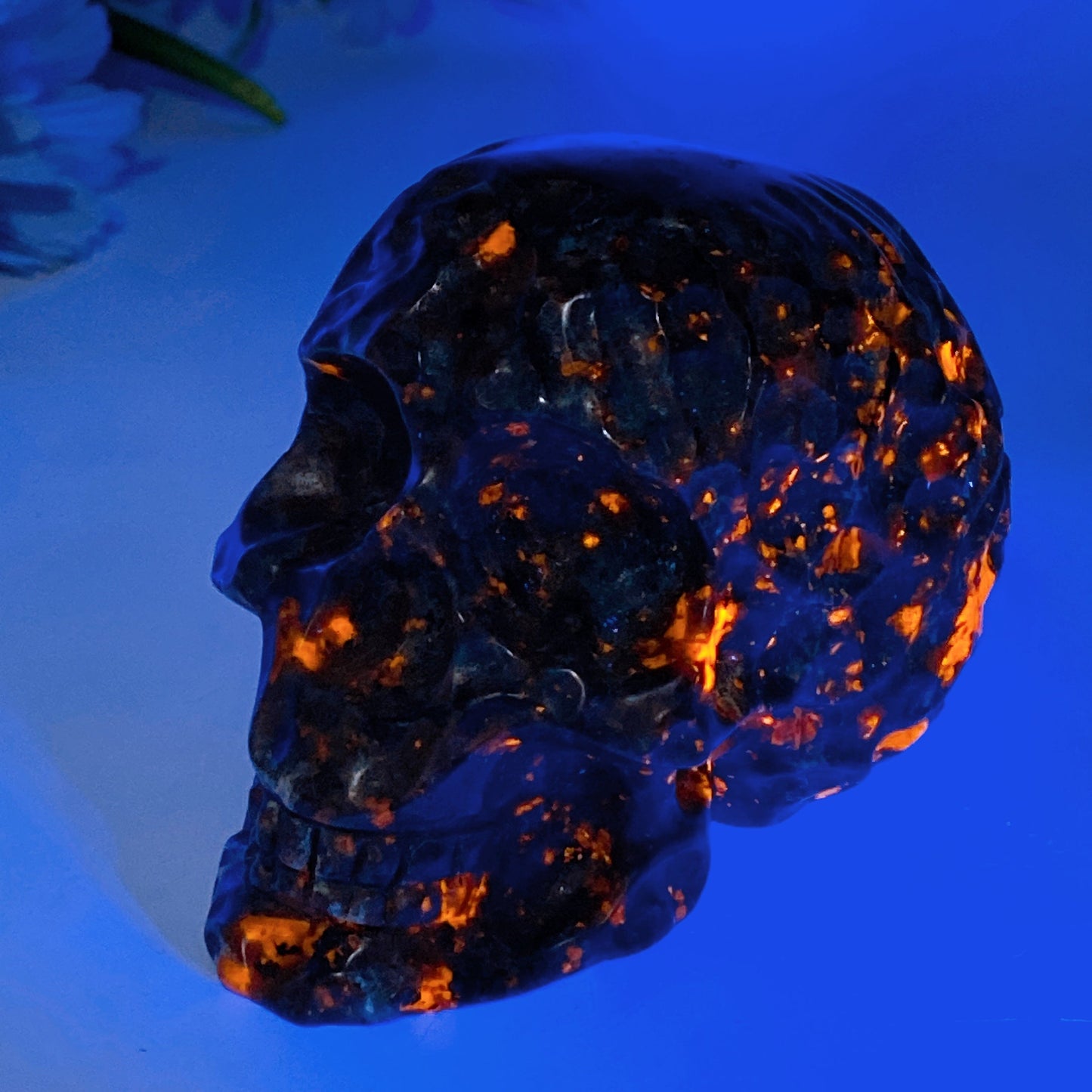 3.5" UV Reactive Yooperlite Skull Carving Crystal Healing Bulk Wholesale