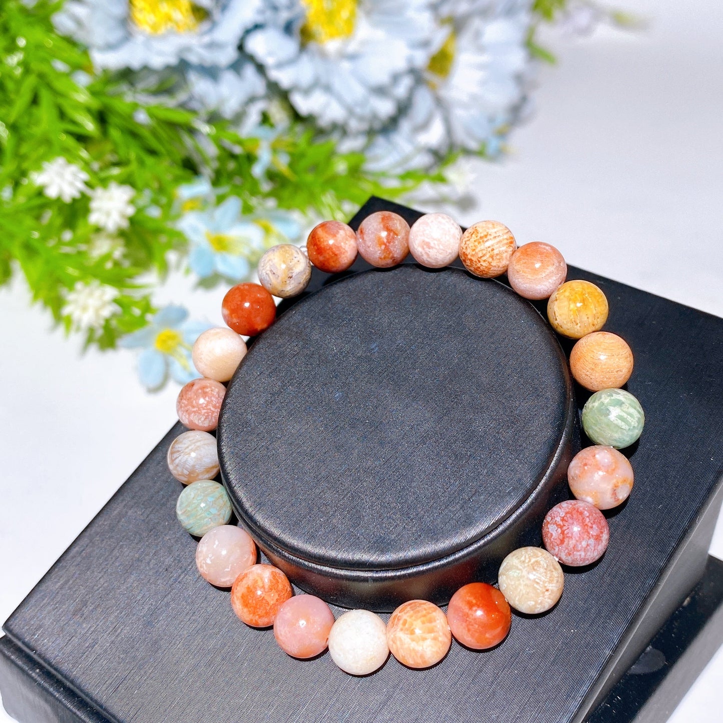 8mm Colorful Coral Jade Bracelet Crystal Healing Bulk Wholesale