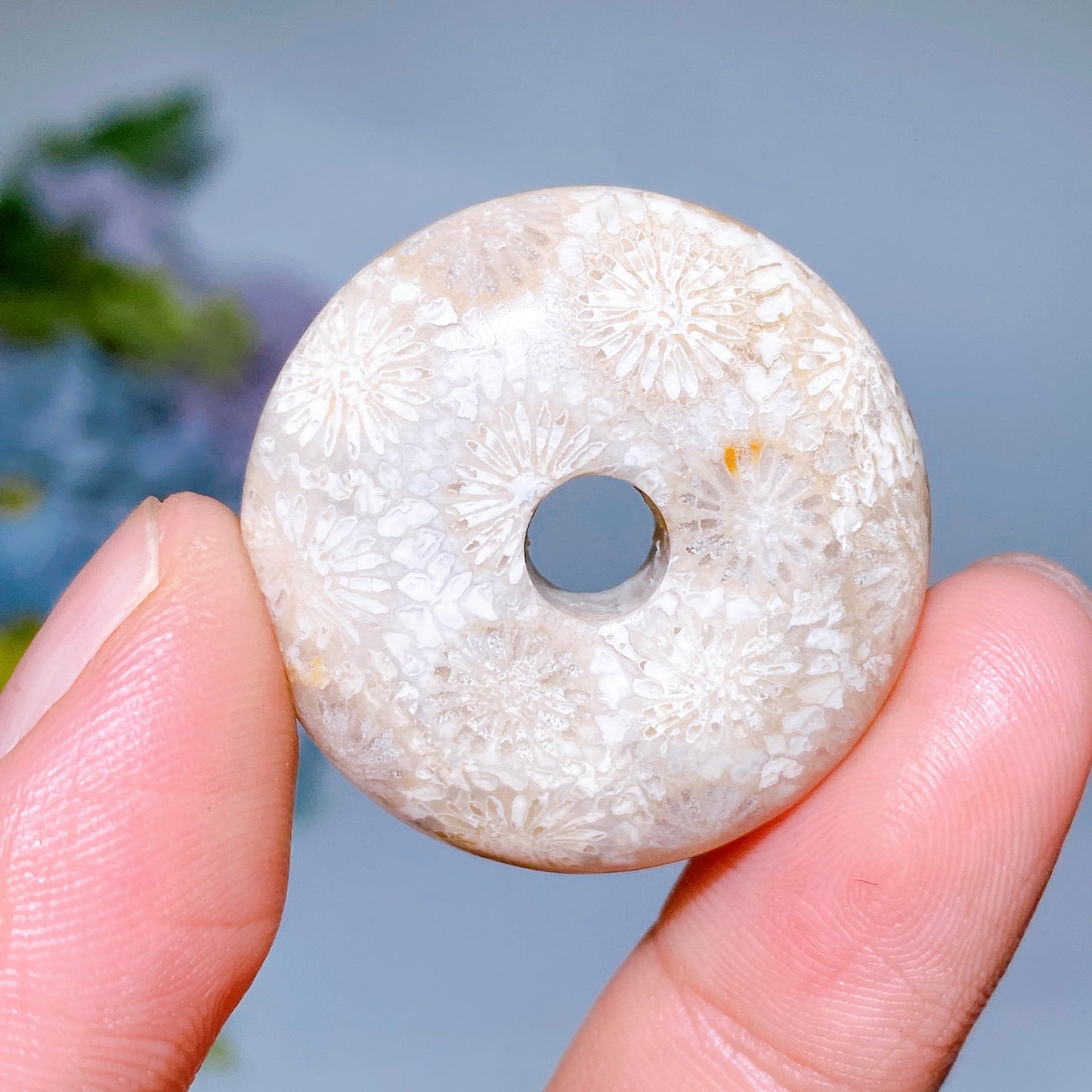 32mm Coral Jade Donut Pendant Crystal Healing Bulk Wholesale