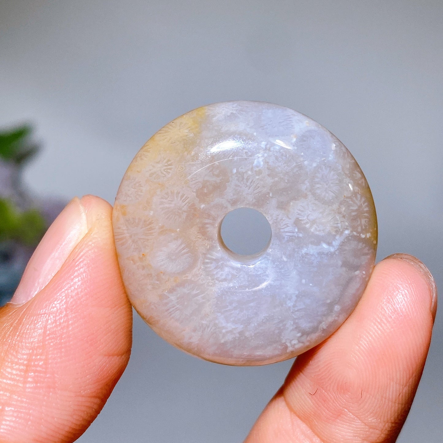 32mm Coral Jade Donut Pendant Crystal Healing Bulk Wholesale